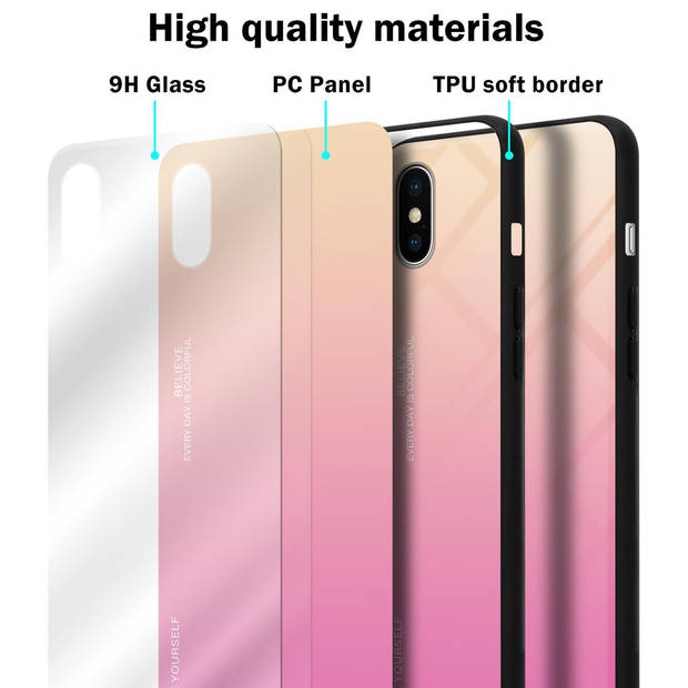 Cadorabo Hoesje geschikt voor Apple iPhone X / XS in GEEL - ROZE - Tweekleurige beschermhoes TPU-silicone Case Cover