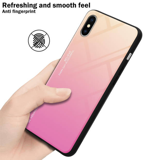 Cadorabo Hoesje geschikt voor Apple iPhone X / XS in GEEL - ROZE - Tweekleurige beschermhoes TPU-silicone Case Cover