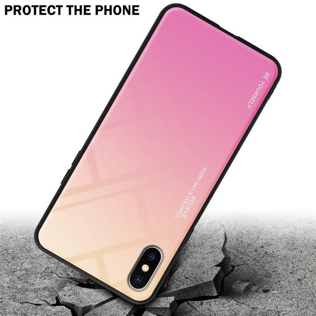 Cadorabo Hoesje geschikt voor Apple iPhone X / XS in GEEL - ROZE - Tweekleurige beschermhoes TPU-silicone Case Cover