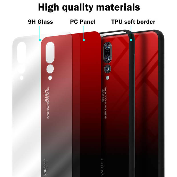 Cadorabo Hoesje geschikt voor Huawei P20 PRO / P20 PLUS in ROOD - ZWART - Tweekleurige beschermhoes TPU-silicone Case