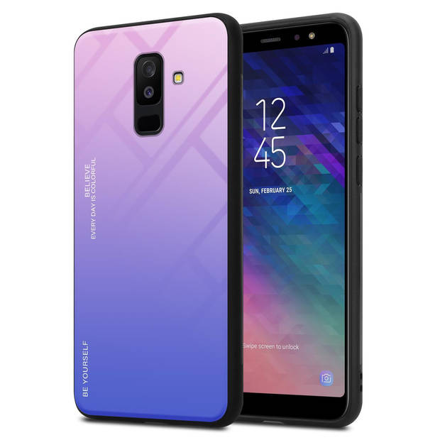 Cadorabo Hoesje geschikt voor Samsung Galaxy A6 PLUS 2018 in ROZE - BLAUW - Tweekleurige beschermhoes TPU-silicone Case