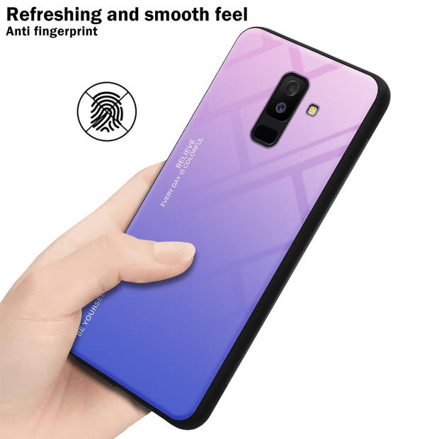 Cadorabo Hoesje geschikt voor Samsung Galaxy A6 PLUS 2018 in ROZE - BLAUW - Tweekleurige beschermhoes TPU-silicone Case