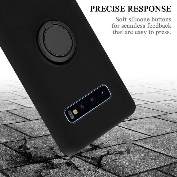 Cadorabo Hoesje geschikt voor Samsung Galaxy S10 4G in LIQUID ZWART - Beschermhoes van TPU silicone Case Cover met ring