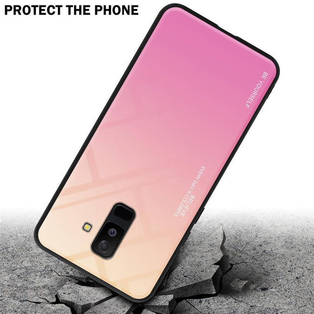 Cadorabo Hoesje geschikt voor Samsung Galaxy A6 PLUS 2018 in GEEL - ROZE - Tweekleurige beschermhoes TPU-silicone Case