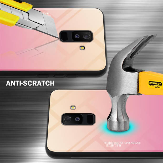 Cadorabo Hoesje geschikt voor Samsung Galaxy A6 PLUS 2018 in GEEL - ROZE - Tweekleurige beschermhoes TPU-silicone Case