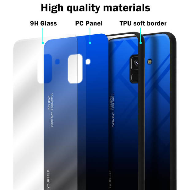 Cadorabo Hoesje geschikt voor Samsung Galaxy A8 2018 in BLAUW - ZWART - Tweekleurige beschermhoes TPU-silicone Case
