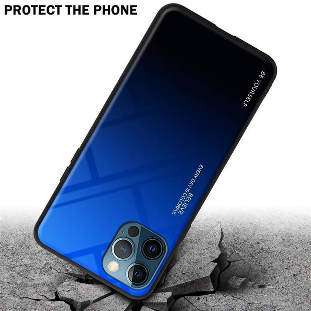 Cadorabo Hoesje geschikt voor Apple iPhone 13 PRO in BLAUW - ZWART - Tweekleurige beschermhoes TPU-silicone Case Cover