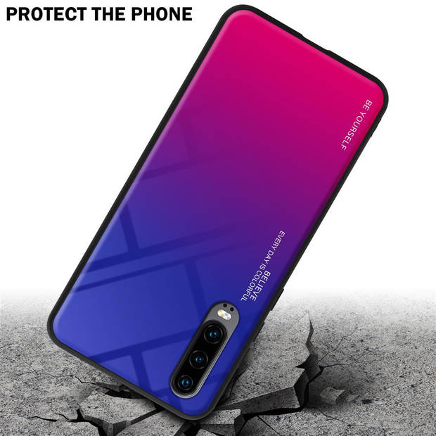 Cadorabo Hoesje geschikt voor Huawei P30 in PAARS - ROOD - Tweekleurige beschermhoes TPU-silicone Case Cover