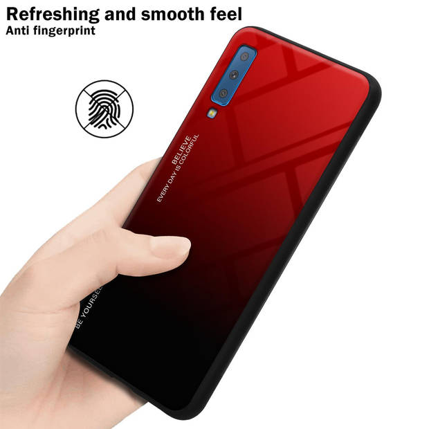 Cadorabo Hoesje geschikt voor Samsung Galaxy A7 2018 in ROOD - ZWART - Tweekleurige beschermhoes TPU-silicone Case Cover