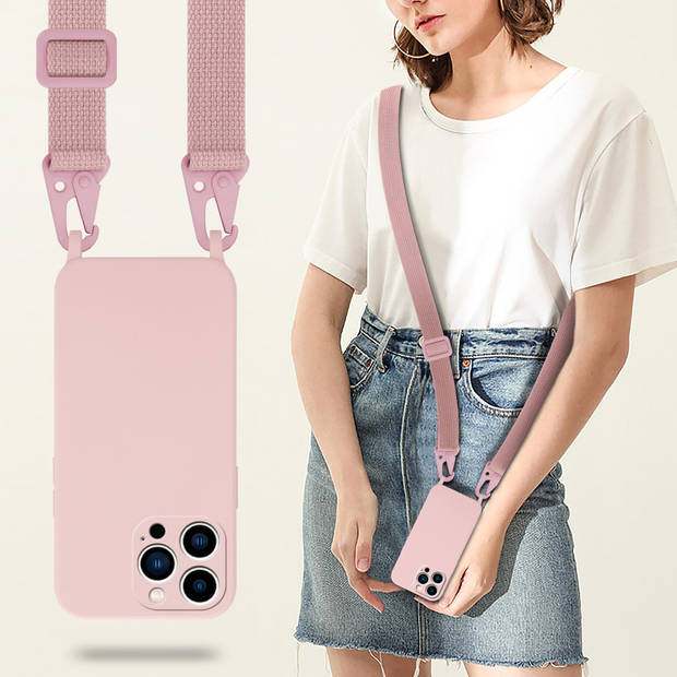 Cadorabo Mobiele telefoon ketting geschikt voor Apple iPhone 14 PRO Hoesje in LIQUID ROZE - Silicone beschermhoes