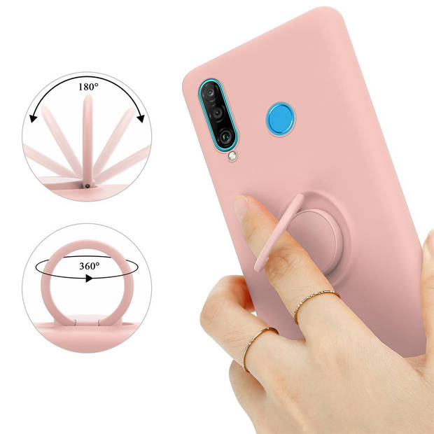 Cadorabo Hoesje geschikt voor Huawei P30 LITE in LIQUID ROZE - Beschermhoes van TPU silicone Case Cover met ring