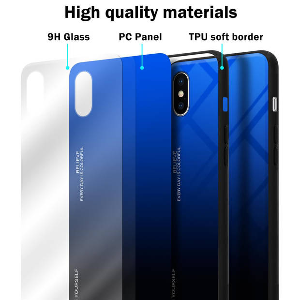 Cadorabo Hoesje geschikt voor Apple iPhone X / XS in BLAUW - ZWART - Tweekleurige beschermhoes TPU-silicone Case Cover