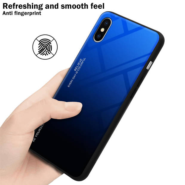 Cadorabo Hoesje geschikt voor Apple iPhone X / XS in BLAUW - ZWART - Tweekleurige beschermhoes TPU-silicone Case Cover