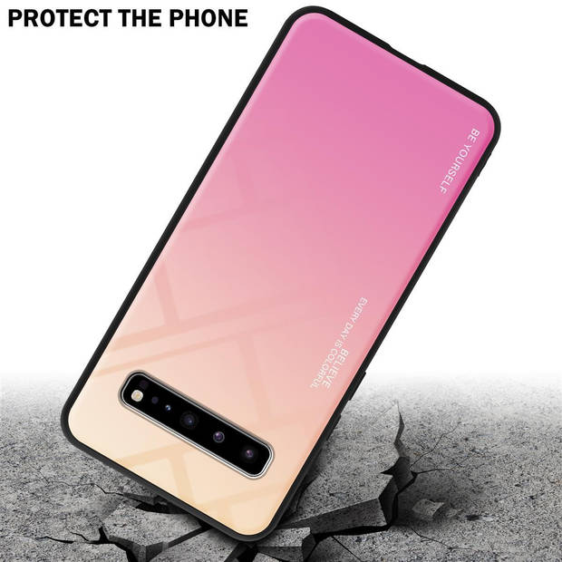 Cadorabo Hoesje geschikt voor Samsung Galaxy S10 5G in GEEL - ROZE - Tweekleurige beschermhoes TPU-silicone Case Cover