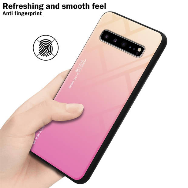 Cadorabo Hoesje geschikt voor Samsung Galaxy S10 5G in GEEL - ROZE - Tweekleurige beschermhoes TPU-silicone Case Cover