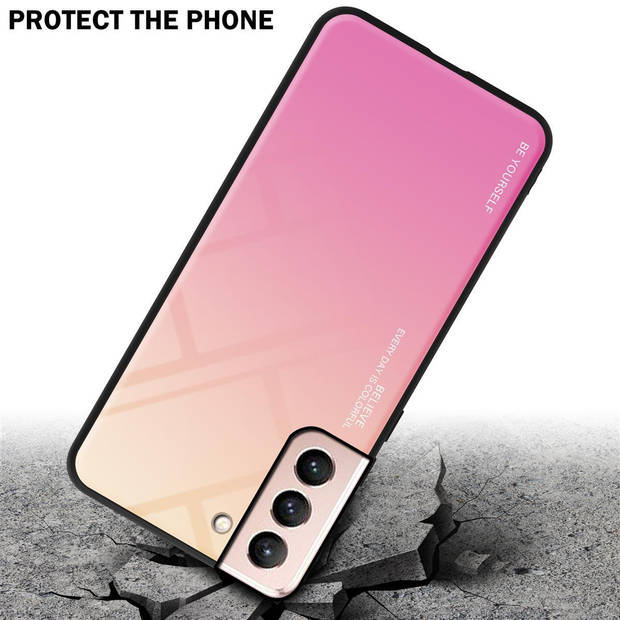 Cadorabo Hoesje geschikt voor Samsung Galaxy S21 5G in GEEL - ROZE - Tweekleurige beschermhoes TPU-silicone Case Cover