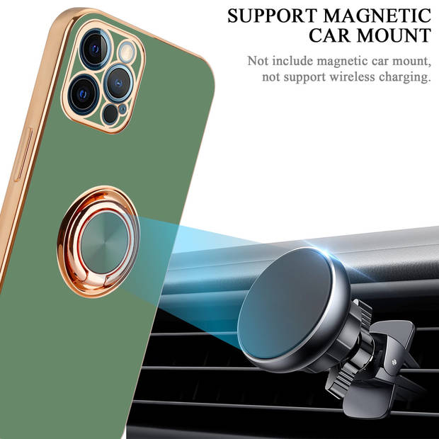 Cadorabo Hoesje geschikt voor Apple iPhone 12 PRO MAX in Glossy Licht Groen - Goud - Beschermhoes Camerabescherming