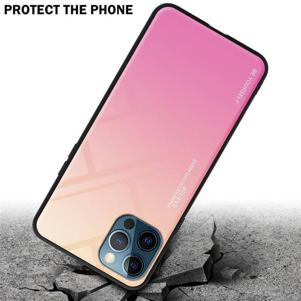 Cadorabo Hoesje geschikt voor Apple iPhone 13 MINI in GEEL - ROZE - Tweekleurige beschermhoes TPU-silicone Case Cover