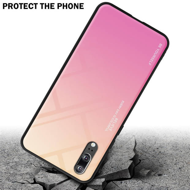 Cadorabo Hoesje geschikt voor Huawei P20 in GEEL - ROZE - Tweekleurige beschermhoes TPU-silicone Case Cover