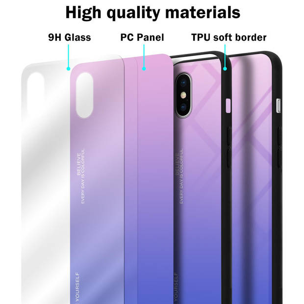 Cadorabo Hoesje geschikt voor Apple iPhone X / XS in ROZE - BLAUW - Tweekleurige beschermhoes TPU-silicone Case Cover