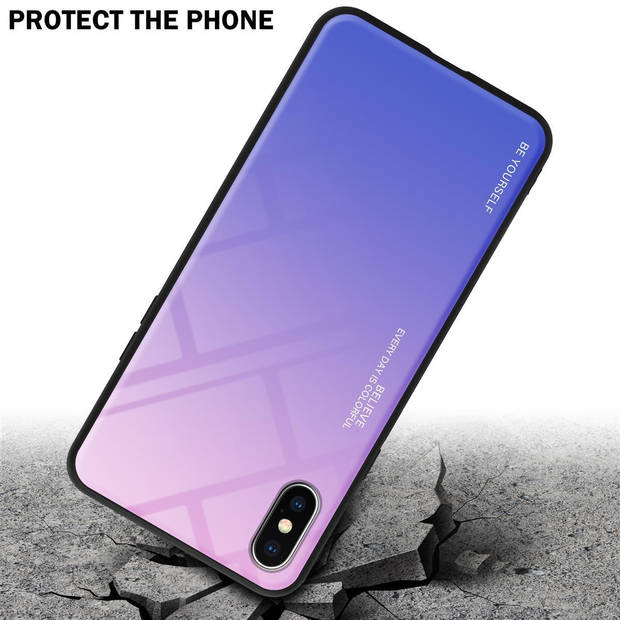 Cadorabo Hoesje geschikt voor Apple iPhone X / XS in ROZE - BLAUW - Tweekleurige beschermhoes TPU-silicone Case Cover