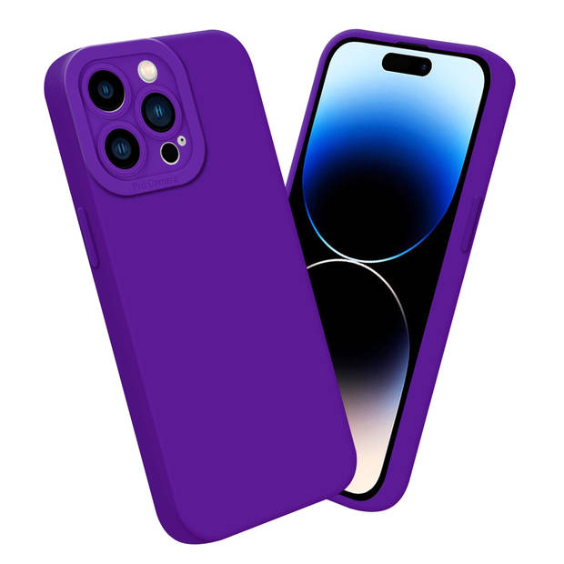 Cadorabo Hoesje geschikt voor Apple iPhone 14 PRO in FLUID DONKER PAARS - Beschermhoes TPU silicone Cover Case