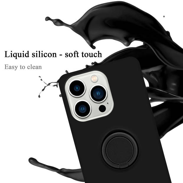 Cadorabo Hoesje geschikt voor Apple iPhone 14 PRO in LIQUID ZWART - Beschermhoes van TPU silicone Case Cover met ring