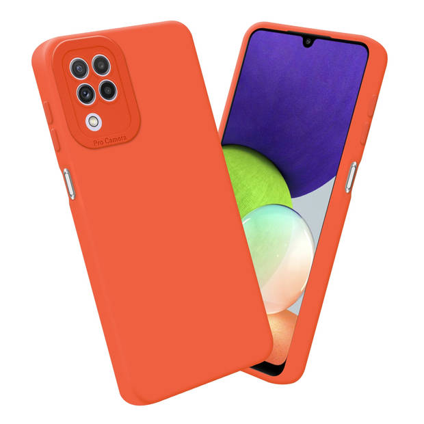 Cadorabo Hoesje geschikt voor Samsung Galaxy A22 4G in FLUID ORANJE - Beschermhoes TPU silicone Cover Case