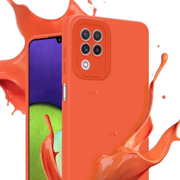 Cadorabo Hoesje geschikt voor Samsung Galaxy A22 4G in FLUID ORANJE - Beschermhoes TPU silicone Cover Case