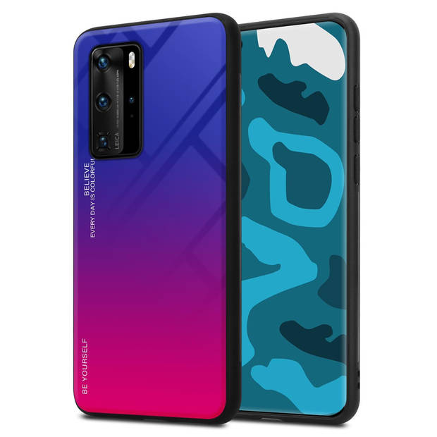 Cadorabo Hoesje geschikt voor Huawei P40 PRO / P40 PRO+ in PAARS - ROOD - Tweekleurige beschermhoes TPU-silicone Case