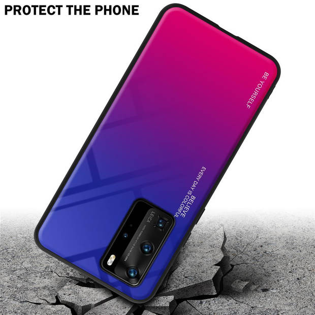 Cadorabo Hoesje geschikt voor Huawei P40 PRO / P40 PRO+ in PAARS - ROOD - Tweekleurige beschermhoes TPU-silicone Case