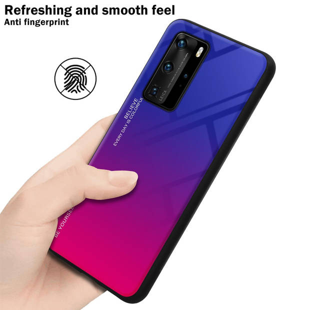 Cadorabo Hoesje geschikt voor Huawei P40 PRO / P40 PRO+ in PAARS - ROOD - Tweekleurige beschermhoes TPU-silicone Case