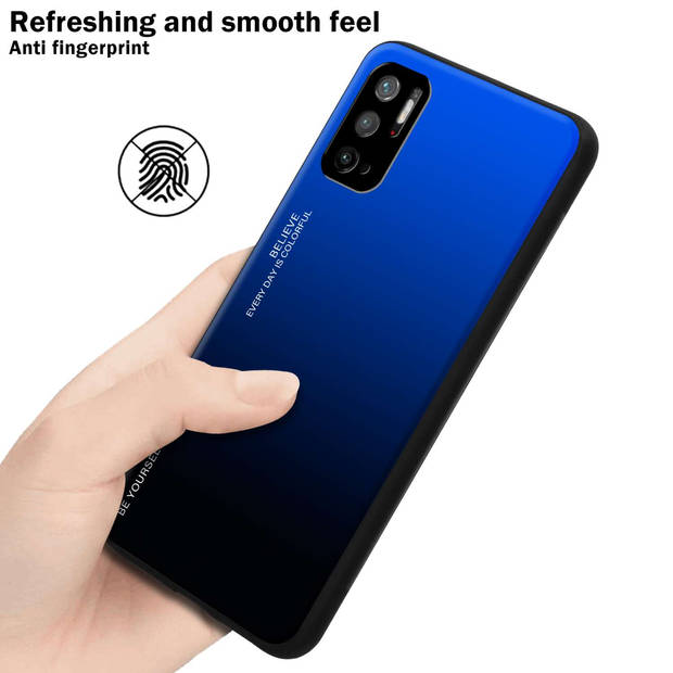 Cadorabo Hoesje geschikt voor Xiaomi RedMi NOTE 10 5G / POCO M3 PRO 5G in BLAUW - ZWART - Tweekleurige beschermhoes