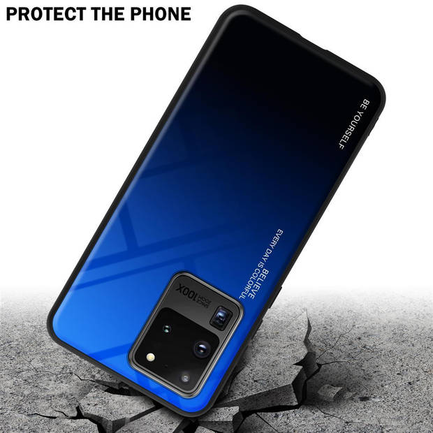 Cadorabo Hoesje geschikt voor Samsung Galaxy S20 ULTRA in BLAUW - ZWART - Tweekleurige beschermhoes TPU-silicone Case