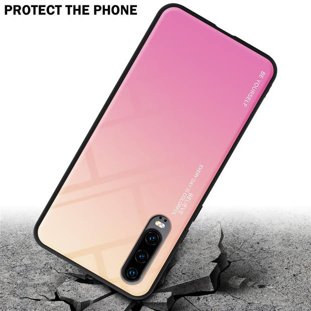 Cadorabo Hoesje geschikt voor Huawei P30 in GEEL - ROZE - Tweekleurige beschermhoes TPU-silicone Case Cover