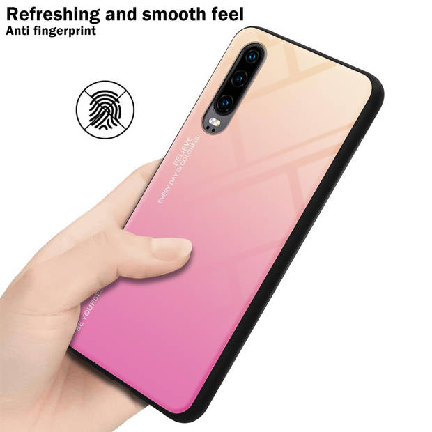 Cadorabo Hoesje geschikt voor Huawei P30 in GEEL - ROZE - Tweekleurige beschermhoes TPU-silicone Case Cover