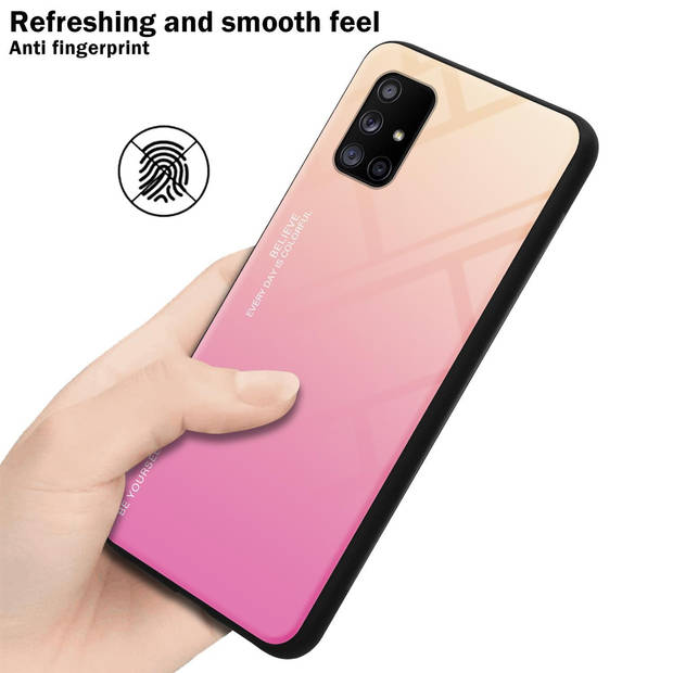 Cadorabo Hoesje geschikt voor Samsung Galaxy A71 5G in GEEL - ROZE - Tweekleurige beschermhoes TPU-silicone Case Cover