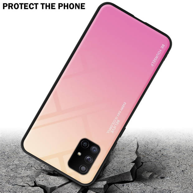 Cadorabo Hoesje geschikt voor Samsung Galaxy A71 5G in GEEL - ROZE - Tweekleurige beschermhoes TPU-silicone Case Cover