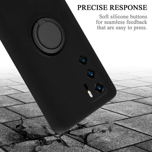 Cadorabo Hoesje geschikt voor Huawei P40 in LIQUID ZWART - Beschermhoes van TPU silicone Case Cover met ring