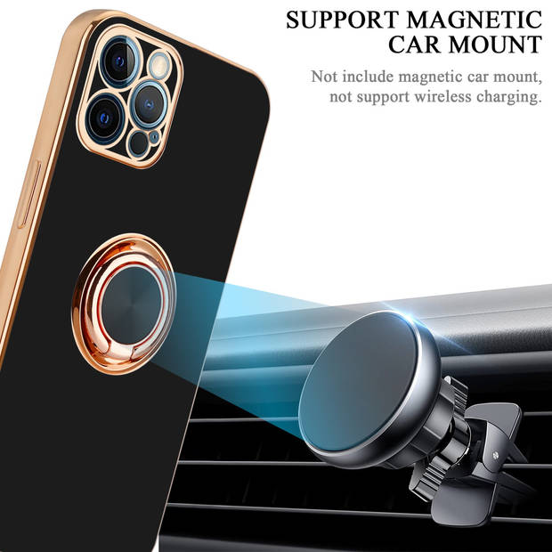 Cadorabo Hoesje geschikt voor Apple iPhone 12 PRO in Glossy Zwart - Goud - Beschermhoes Camerabescherming magnetische