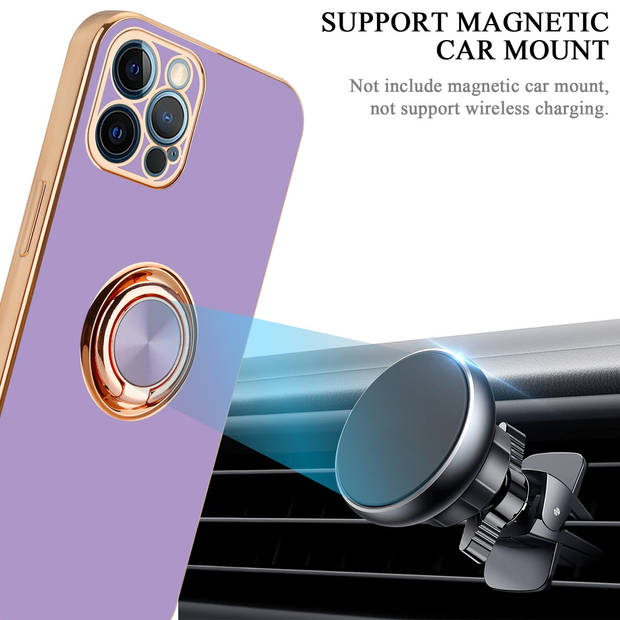 Cadorabo Hoesje geschikt voor Apple iPhone 12 PRO in Glossy Licht Paars - Goud - Beschermhoes Camerabescherming