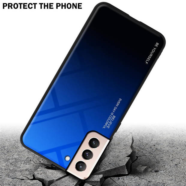 Cadorabo Hoesje geschikt voor Samsung Galaxy S21 PLUS in BLAUW - ZWART - Tweekleurige beschermhoes TPU-silicone Case
