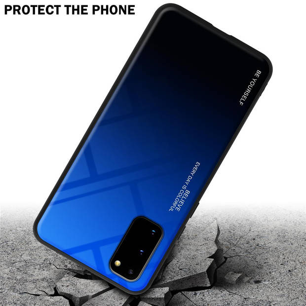 Cadorabo Hoesje geschikt voor Samsung Galaxy S20 in BLAUW - ZWART - Tweekleurige beschermhoes TPU-silicone Case Cover