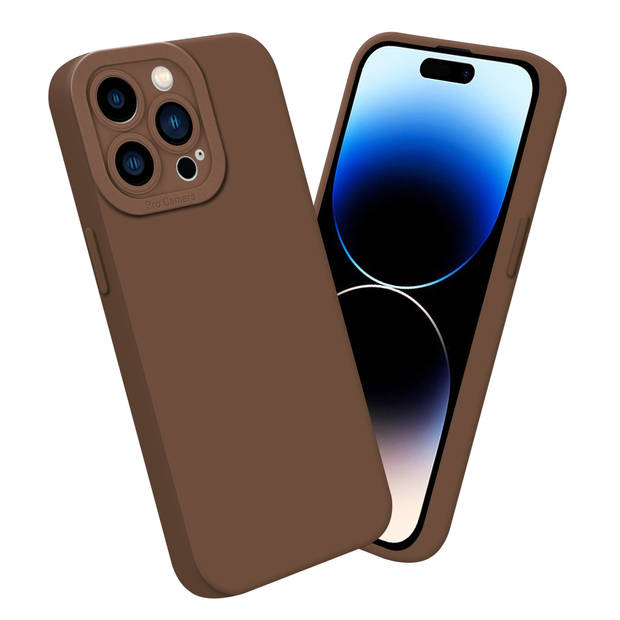 Cadorabo Hoesje geschikt voor Apple iPhone 14 PRO in FLUID BRUIN - Beschermhoes TPU silicone Cover Case