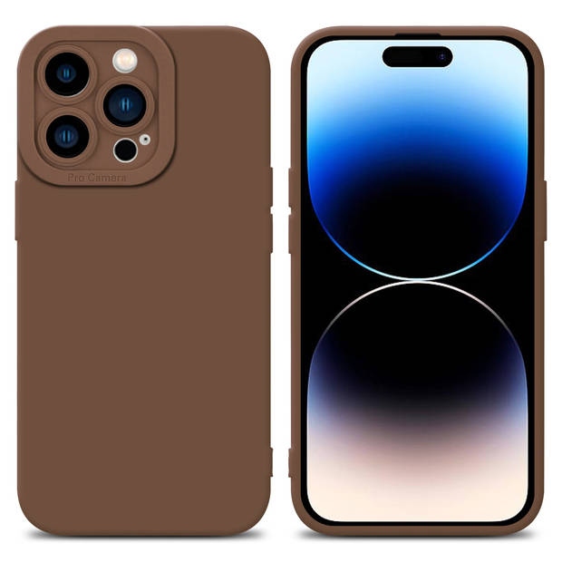 Cadorabo Hoesje geschikt voor Apple iPhone 14 PRO MAX in FLUID BRUIN - Beschermhoes TPU silicone Cover Case