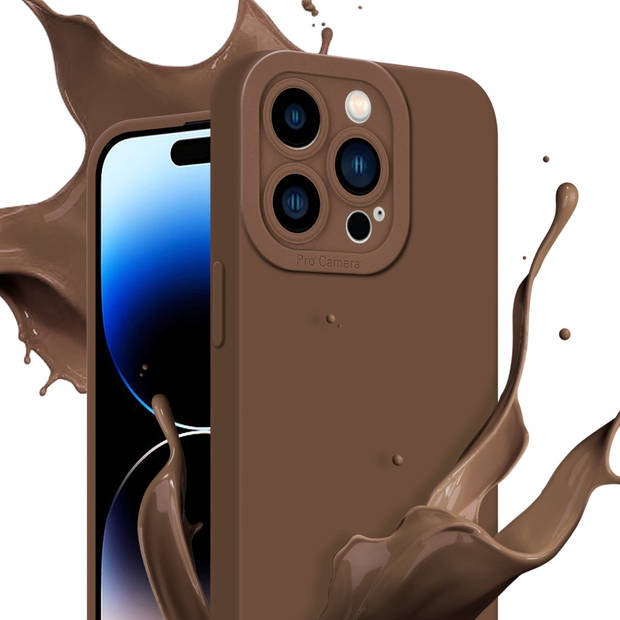 Cadorabo Hoesje geschikt voor Apple iPhone 14 PRO in FLUID BRUIN - Beschermhoes TPU silicone Cover Case