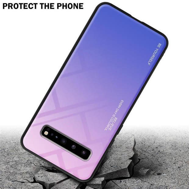 Cadorabo Hoesje geschikt voor Samsung Galaxy S10 5G in ROZE - BLAUW - Tweekleurige beschermhoes TPU-silicone Case Cover