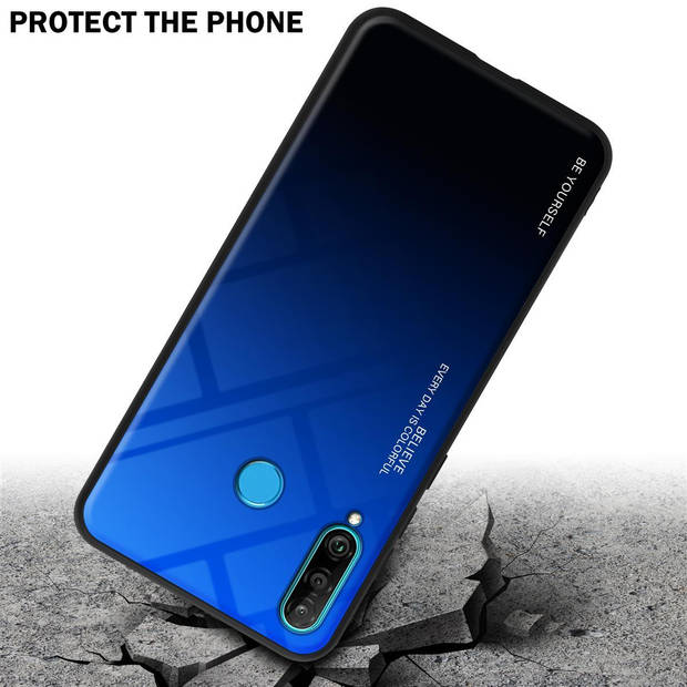 Cadorabo Hoesje geschikt voor Huawei P30 LITE in BLAUW - ZWART - Tweekleurige beschermhoes TPU-silicone Case Cover