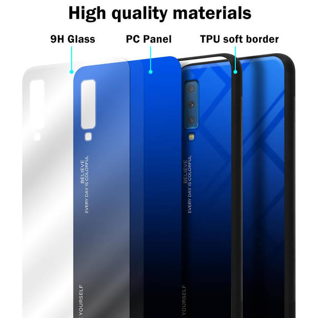 Cadorabo Hoesje geschikt voor Samsung Galaxy A7 2018 in BLAUW - ZWART - Tweekleurige beschermhoes TPU-silicone Case