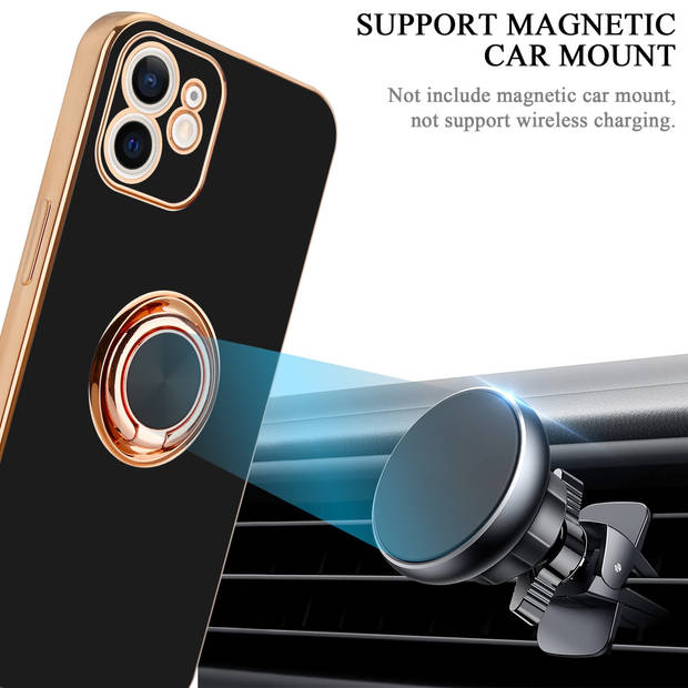 Cadorabo Hoesje geschikt voor Apple iPhone 12 in Glossy Zwart - Goud - Beschermhoes Camerabescherming magnetische